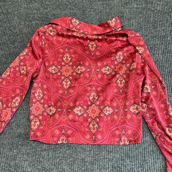 Rachel Zoe Pink Paisley Tie Front Blouse Women's Size S - Picture 10 of 11